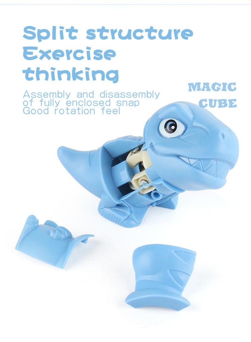 Children's Science And Education Educational Animal Second-Order Rubik's Cube Toy Dinosaur Rubik's Cube 2 in 1 Set Smooth Rotation (Triceratops flesh color + second order Rubik's Cube) - Image 3